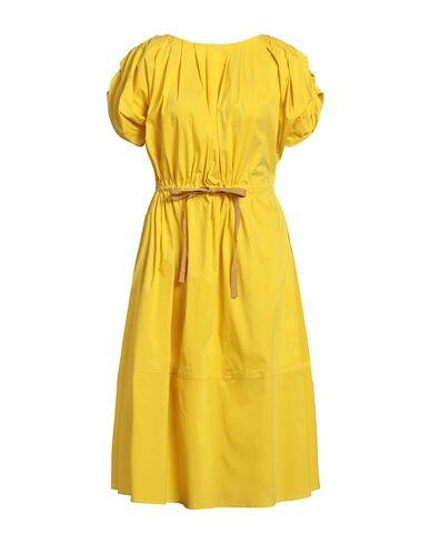 Liviana Conti Woman Midi dress Yellow Cotton, Polyamide, Elastane Cover