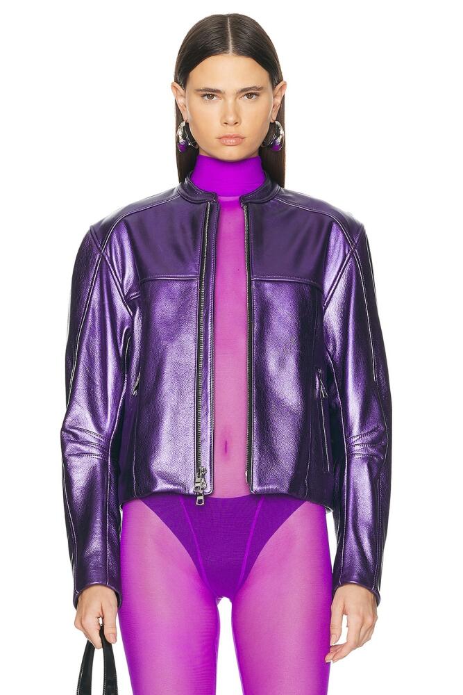 LaQuan Smith Bomber Jacket in Purple Cover