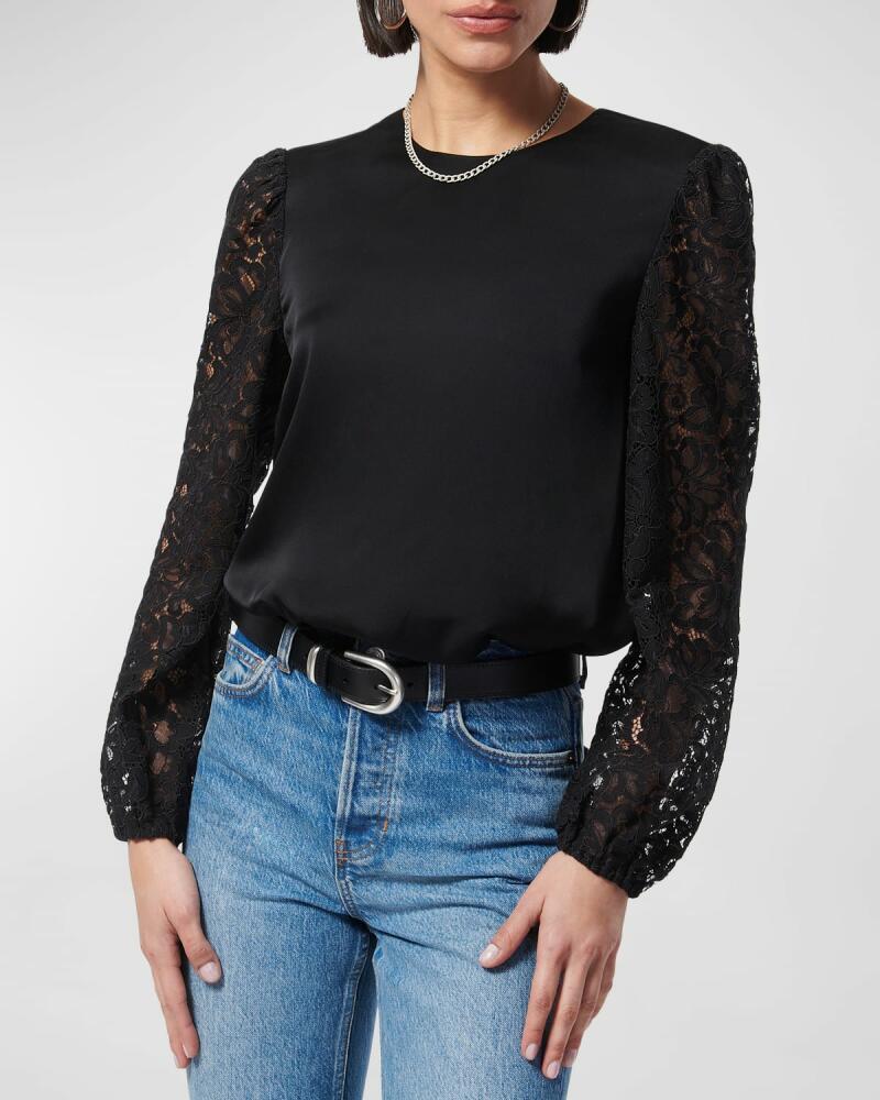 Cami NYC Effy Lace-Sleeve Silk Top Cover