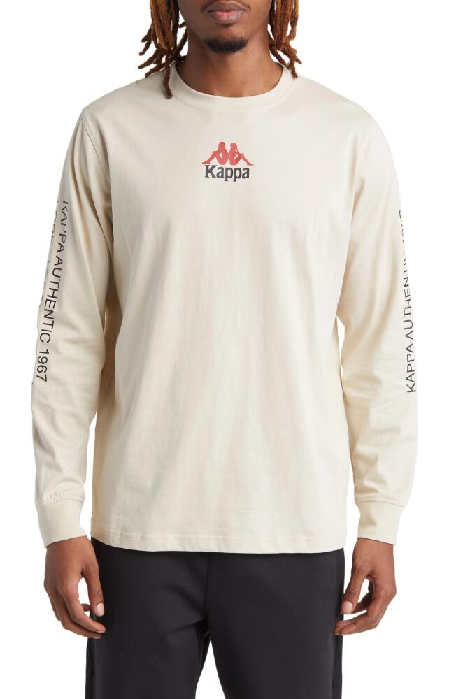 KAPPA Authentic Llevar Logo Long Sleeve Graphic T-Shirt in Beige Light Cover