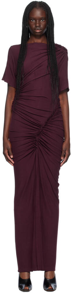 Atlein Purple Asymmetric Ruched Maxi Dress Cover