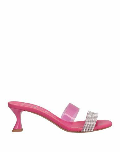 Divine Follie Woman Sandals Fuchsia Soft Leather, Plastic Cover