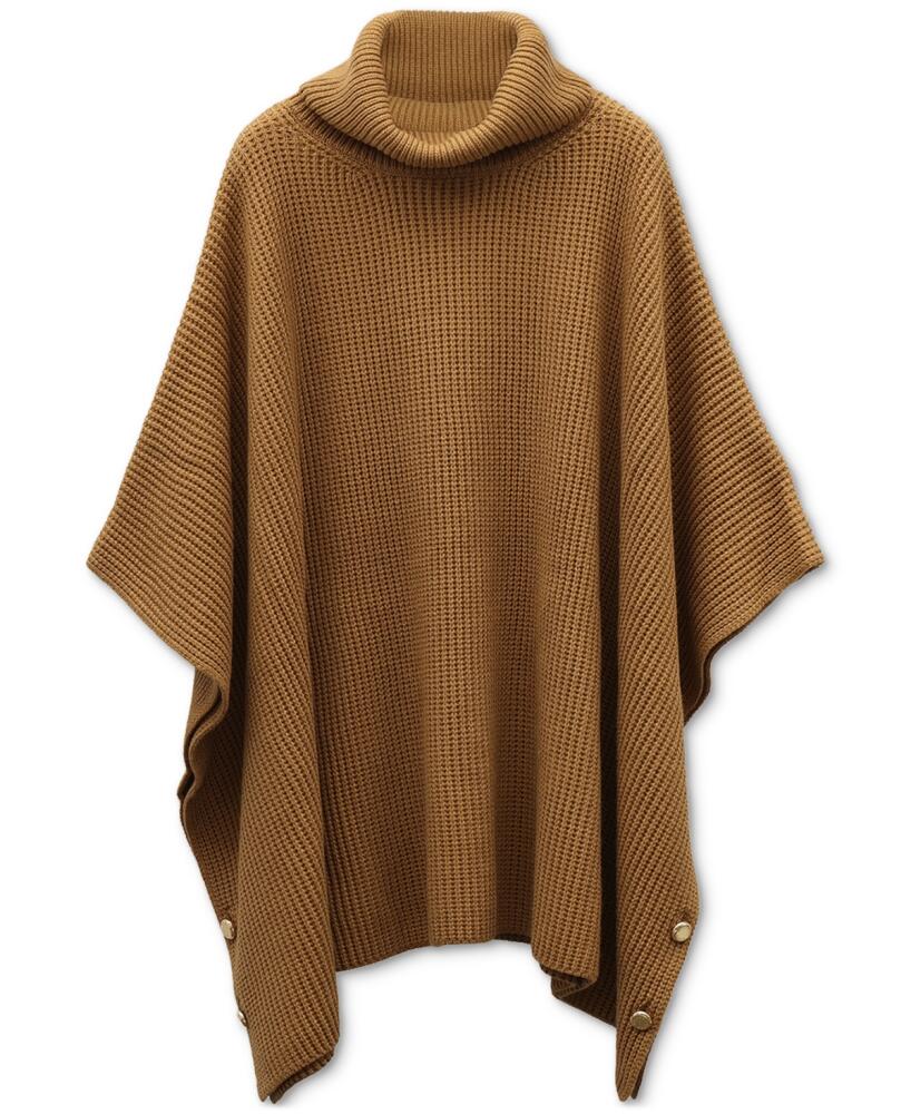 Michael Michael Kors Women's Thermal Turtleneck Poncho - Dark Camel Cover