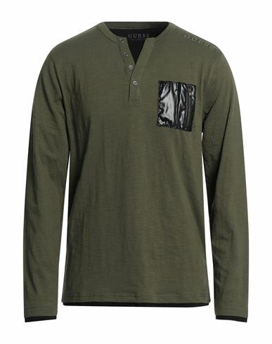 Guess Man T-shirt Military green Cotton Cover