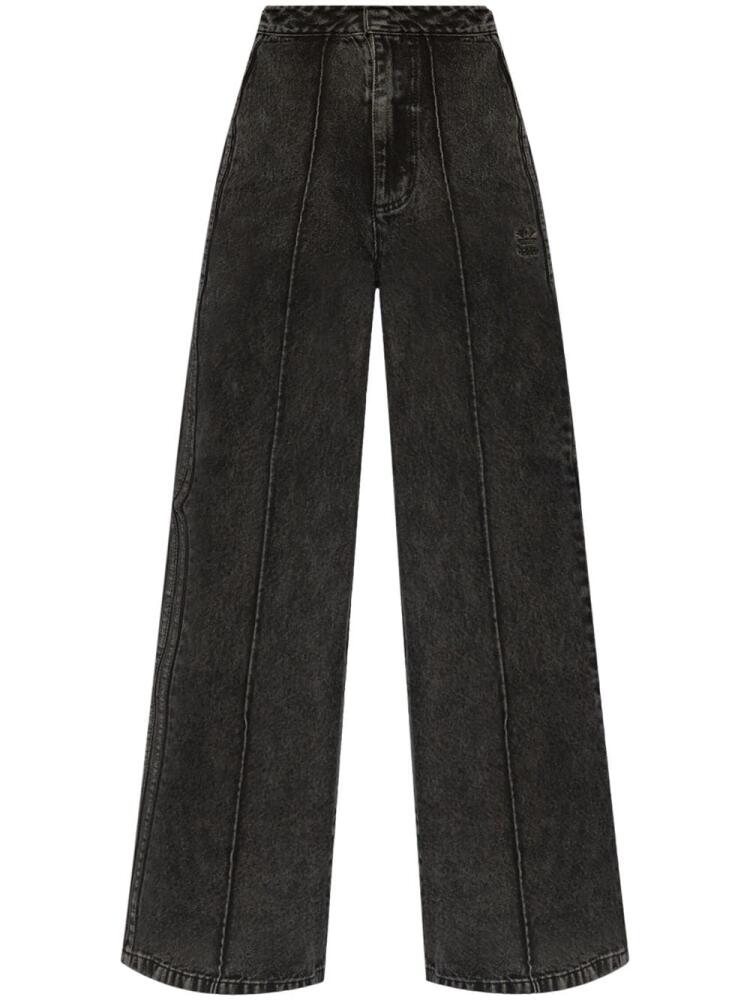 adidas stripe-detail wide leg jeans - Black Cover