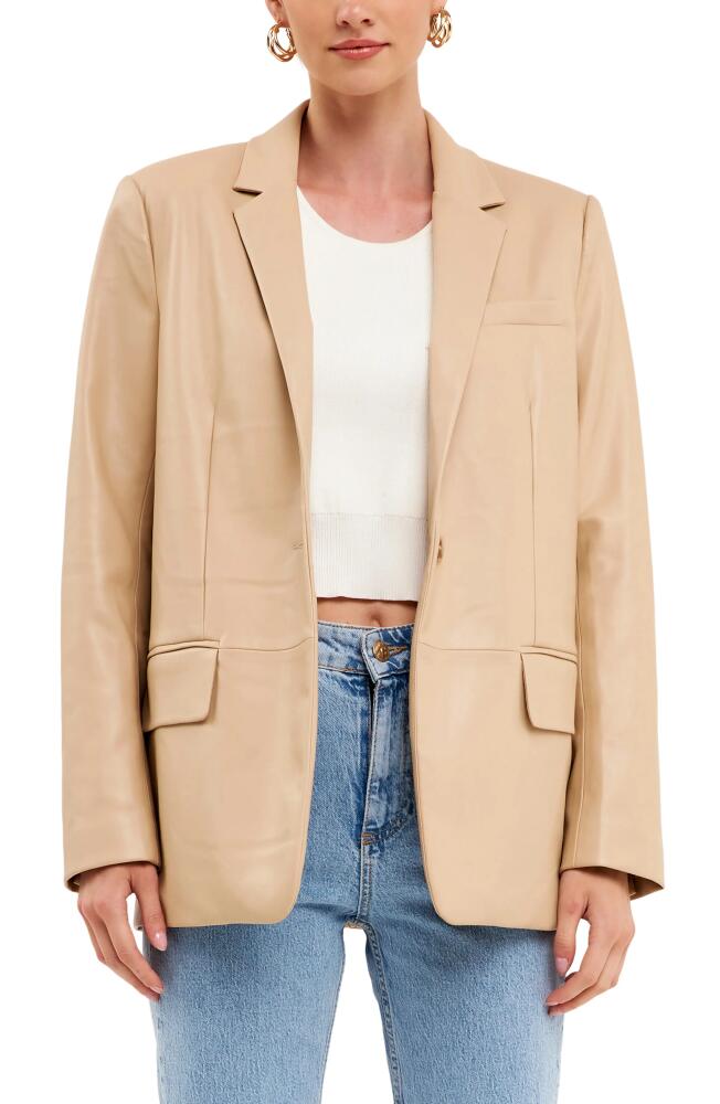 Endless Rose Faux Leather Blazer in Taupe Cover