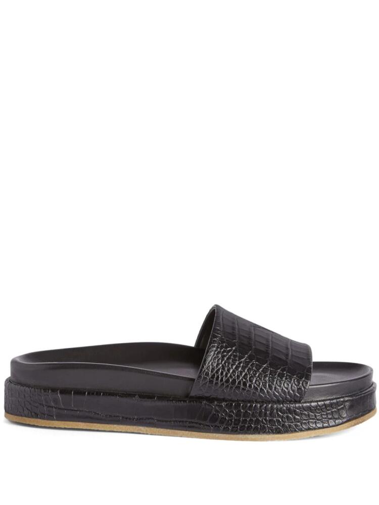 Giuseppe Zanotti GZ-Indi crocodile-embossed slides - Black Cover