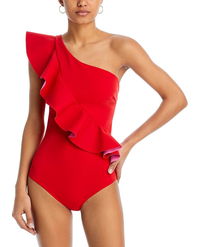 Chiara Boni La Petite Robe Atlante Ruffle Asymmetric One-Piece Swimsuit Cover