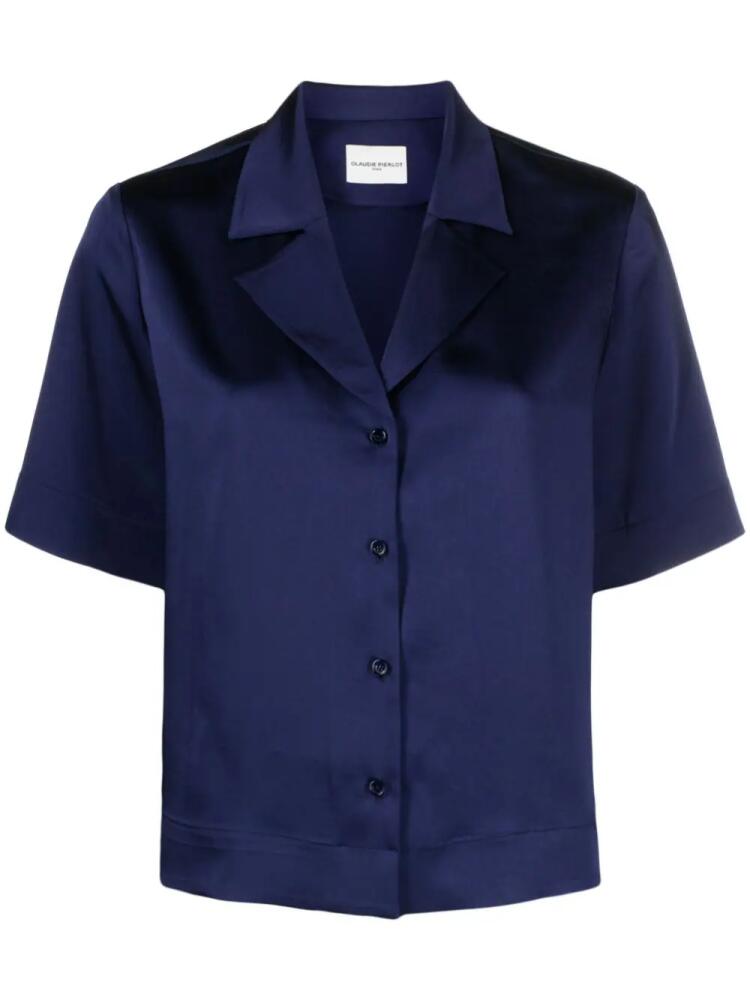 Claudie Pierlot notched-collar satin shirt - Blue Cover