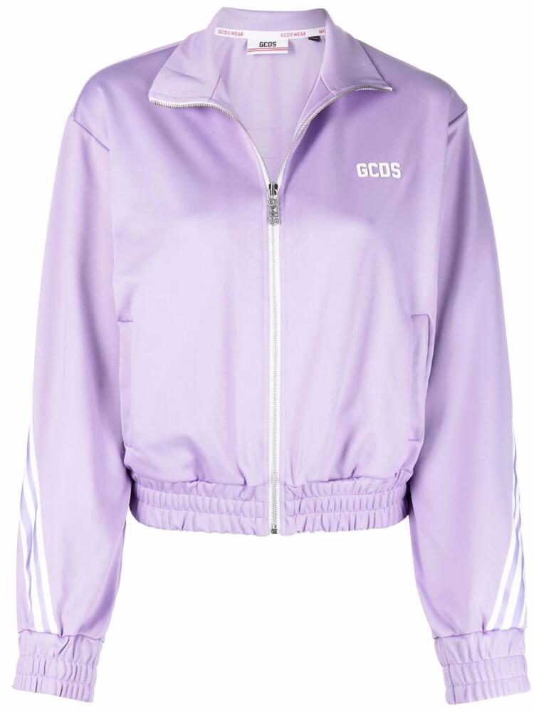 GCDS chest logo-print bomber jacket - Purple Cover