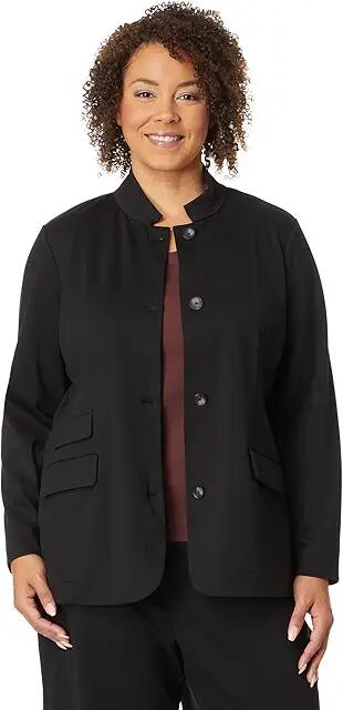 NIC+ZOE Plus Size Drapey Ponte Blazer (Black Onyx) Women's Clothing Cover