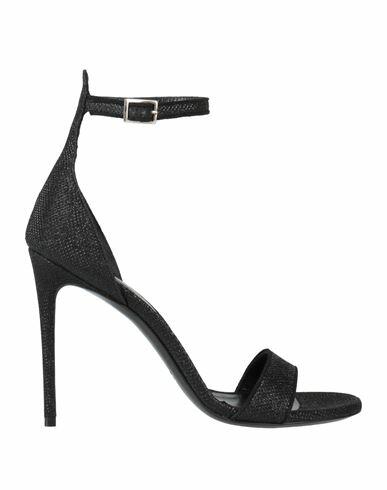 Aldo Castagna Woman Sandals Black Leather, Textile fibers Cover