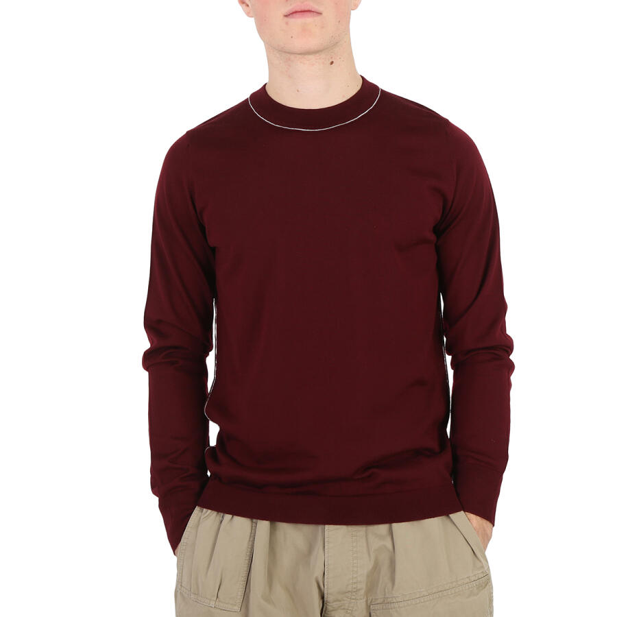 Maison Margiela Bordeaux Four-Stitch Crewneck Wool Blend Jumper Cover