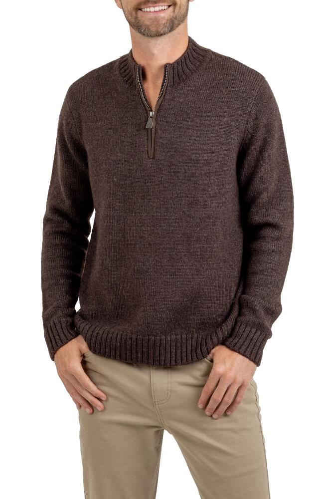 Rainforest The Mont Tremblant Rib Knit Quarter Zip Sweater in Chocolate Cover