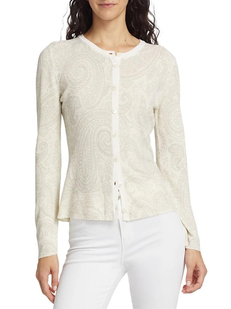 Etro Women's Ribbed Paisley Cardigan - White Cover