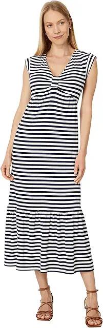 Tommy Hilfiger Stripe Tiered Midi Dress (Sky Captain/Ivory) Women's Dress Cover