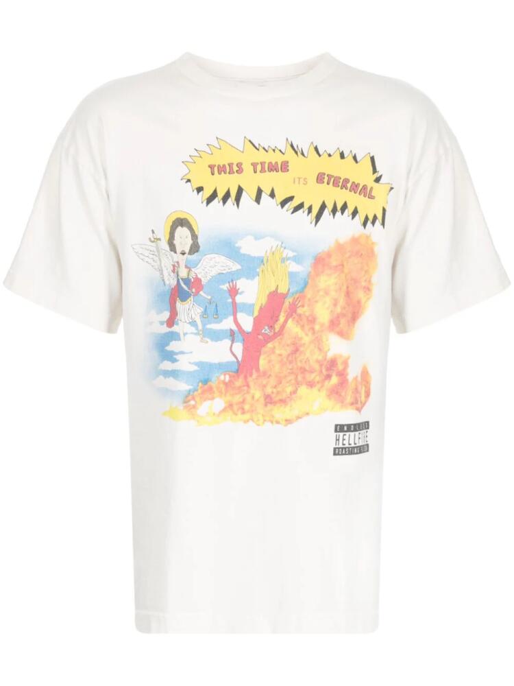 SAINT MXXXXXX cartoon-print cotton T-shirt - White Cover