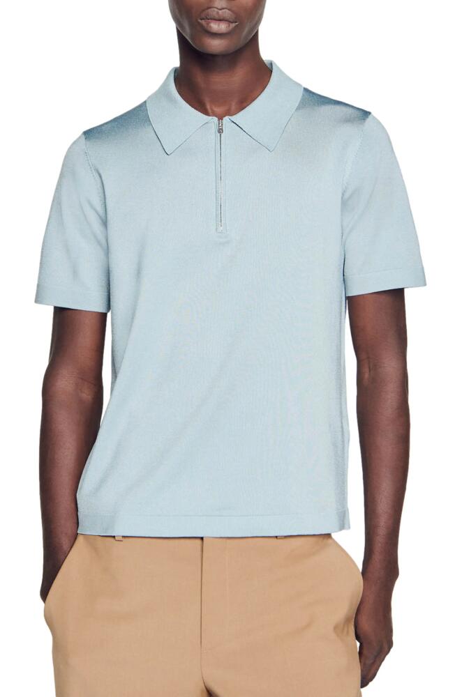 sandro Pablo Zip Polo in Sky Blue Cover