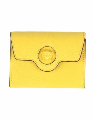 Versace Woman Coin purse Yellow Soft Leather Cover