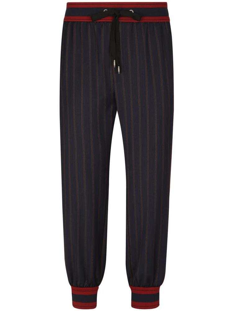 Dolce & Gabbana logo-tape pinstripe track pants - Black Cover