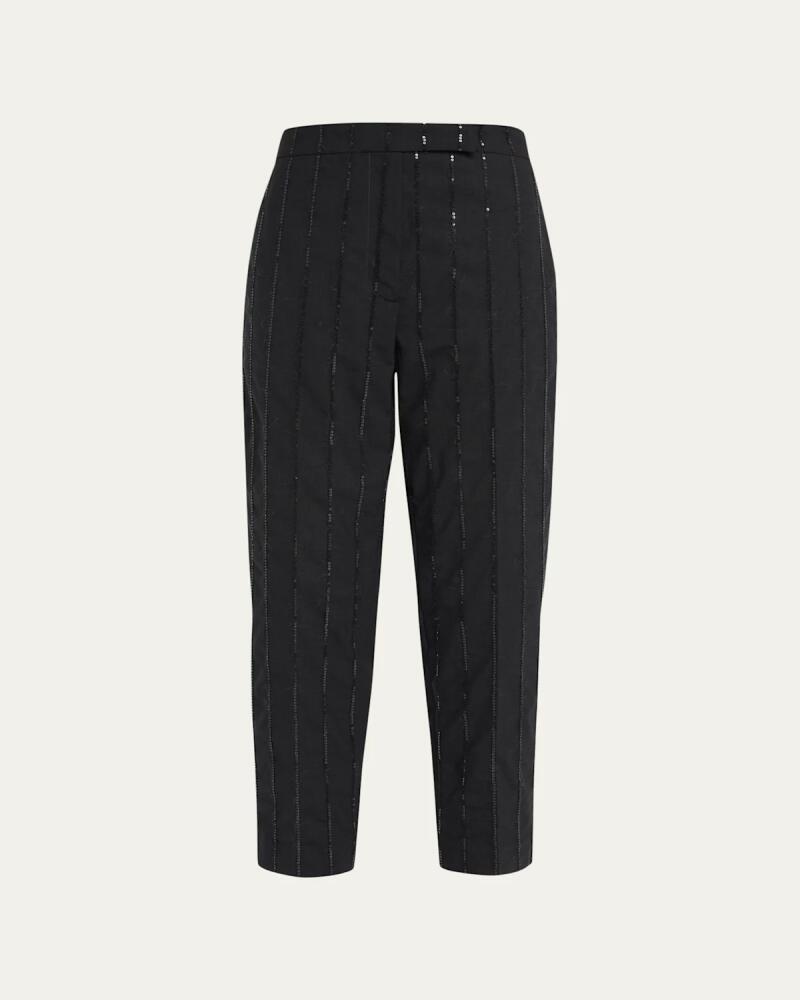 Brunello Cucinelli Vertical Beaded Pinstripe Slim Trousers Cover