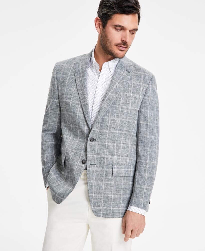 Michael Kors Men's Classic-Fit Windowpane Sport Coat - Sage Green Cover