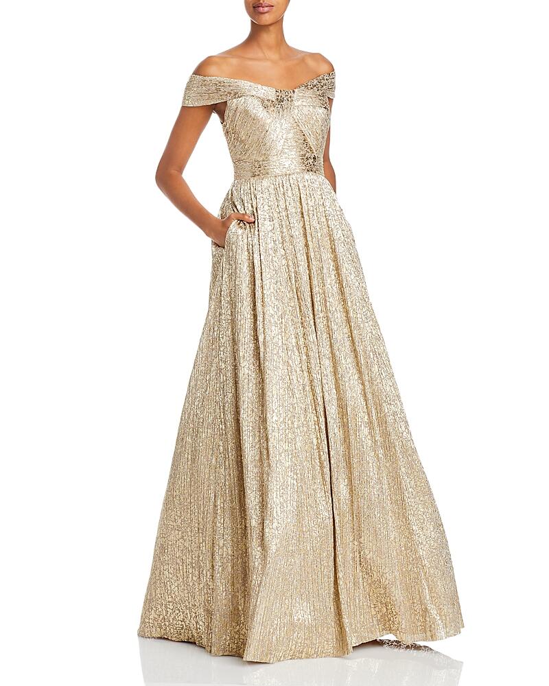 Aidan Mattox Metallic Off The Shoulder Gown Cover