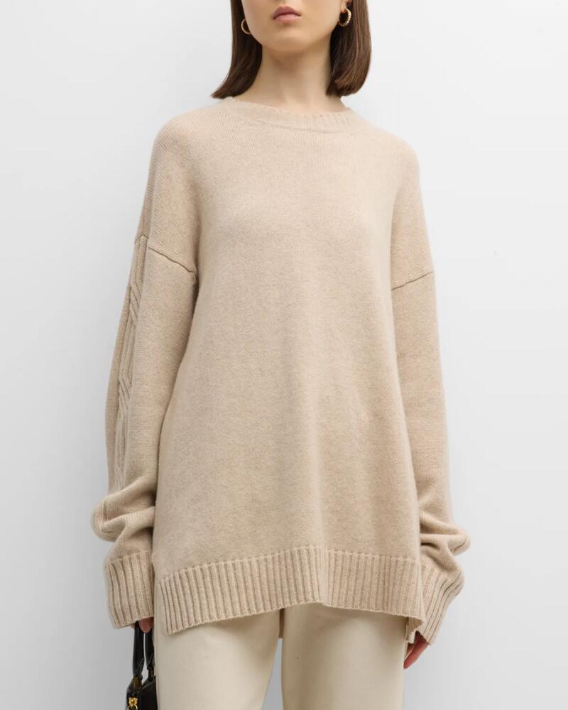 Max Mara Vicini Cable-Knit Sleeve Oversized Cashmere Sweater Cover