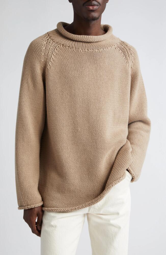 Bode Cashmere Roll Neck Sweater in Oatmeal Cover