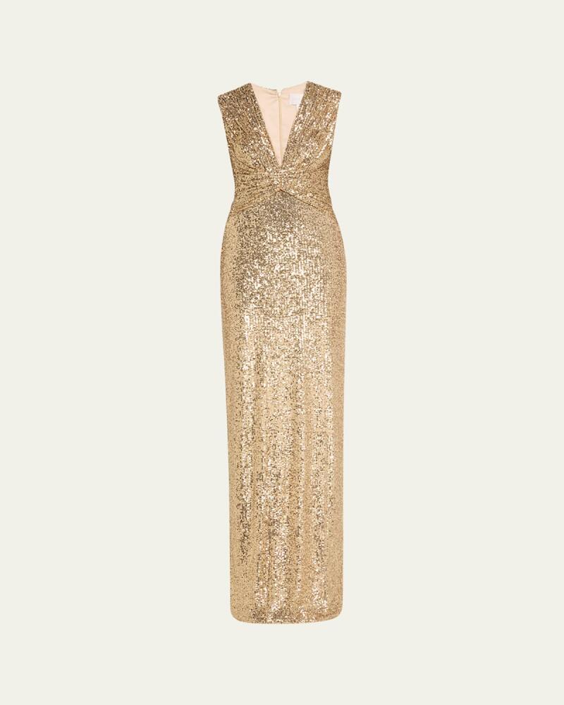 Pamella Roland Sequined V-Neck Gown Cover