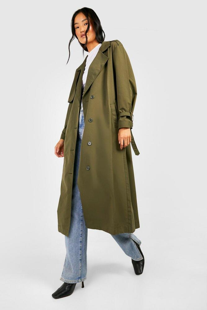 boohoo Womens Oversized Midi Trench Coat - Green Cover