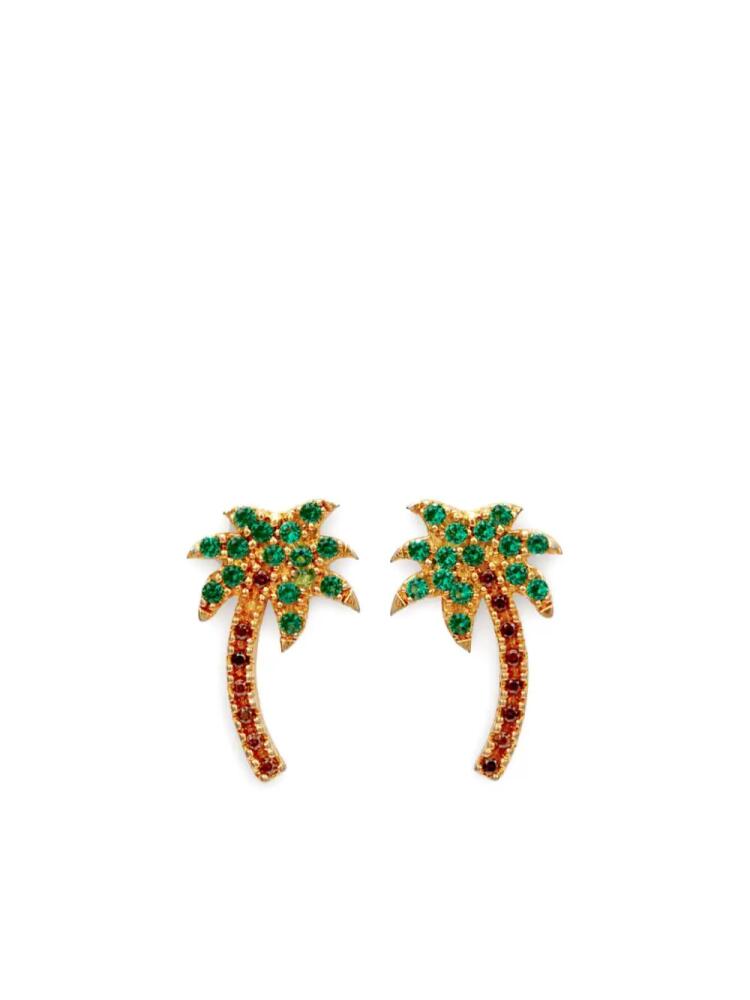 Palm Angels crystal-embellished palm tree earrings - Green Cover