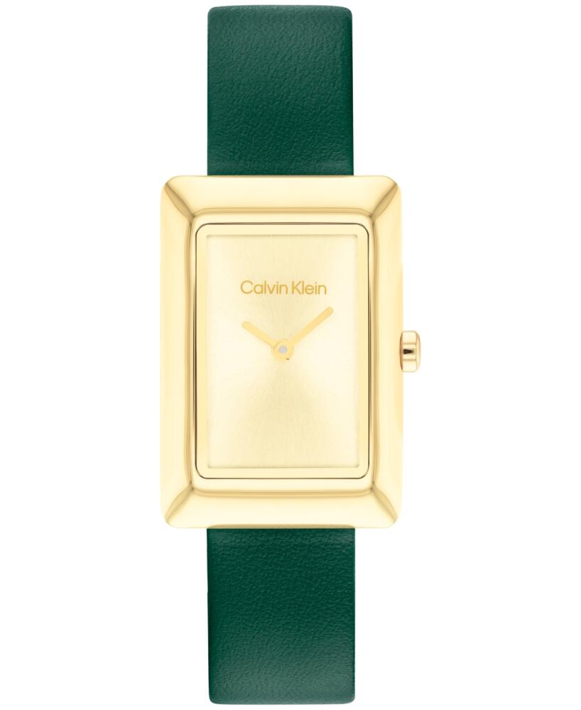 Calvin Klein Women's Two Hand Green Leather Strap Watch 22.5mm - Green Cover