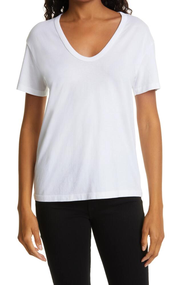 AG Relaxed Cotton U-Neck Tee in True White Cover