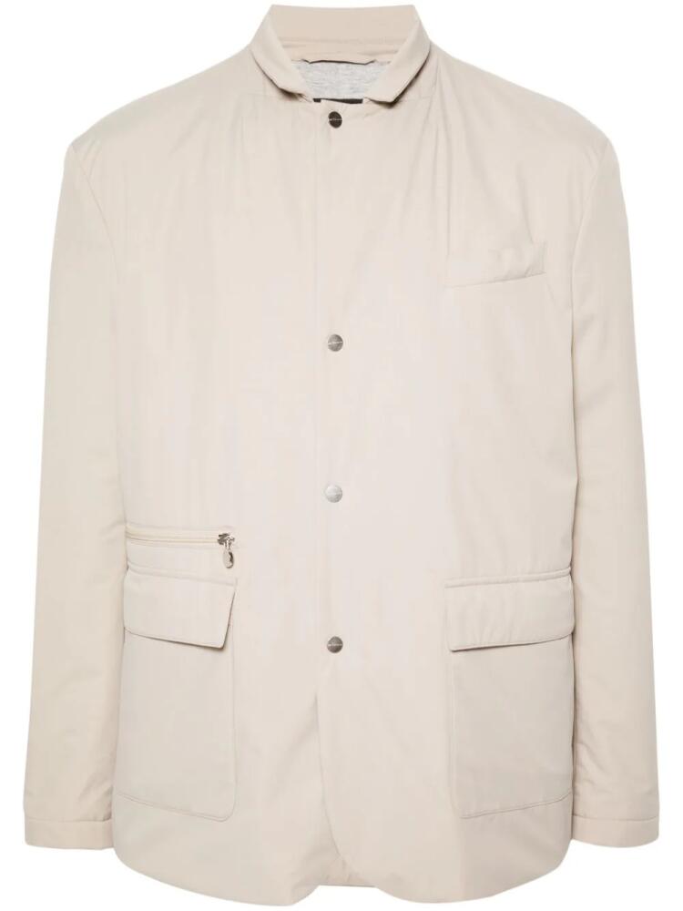 Kiton notched-collar padded jacket - Neutrals Cover