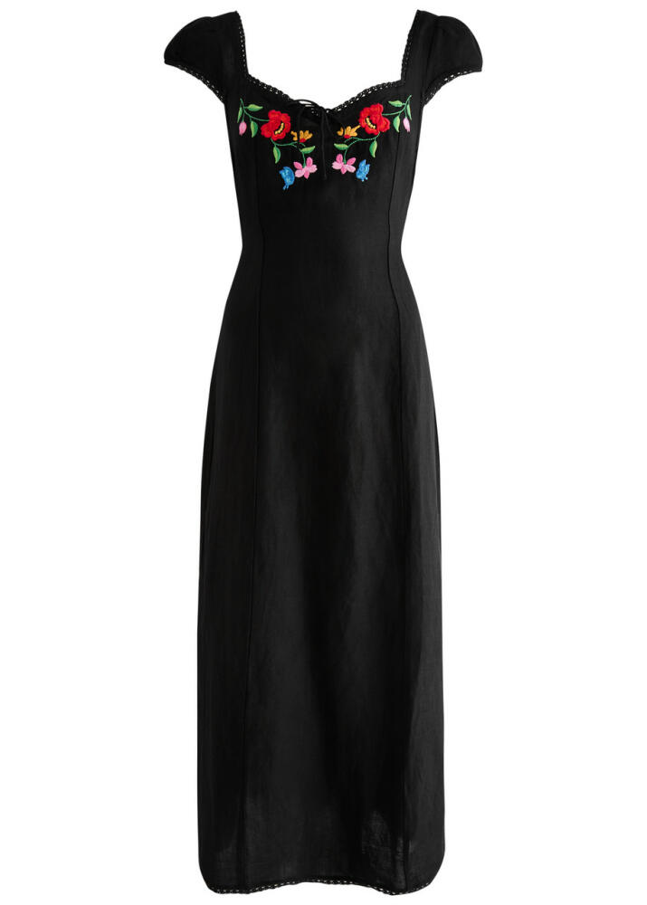 Rixo Tahlee Floral-embroidered Maxi Dress - Black Cover