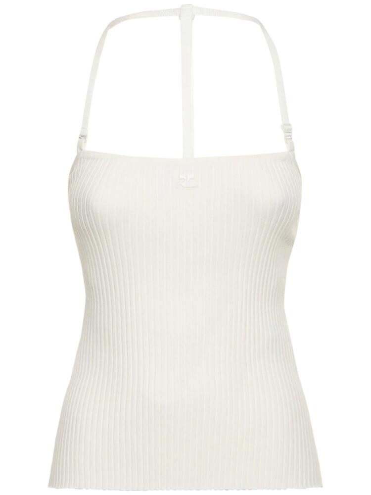 COURREGES Strap Rib Knit Viscose Blend Tank Top Cover