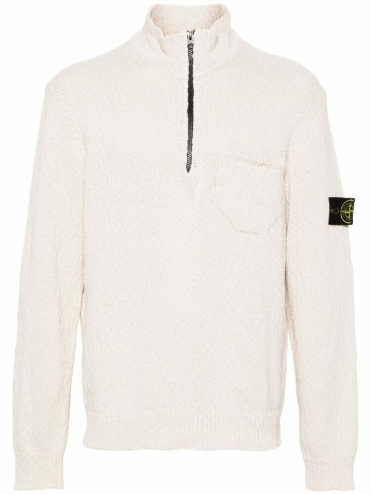 Stone Island Compass-badge bouclé jumper - Neutrals Cover