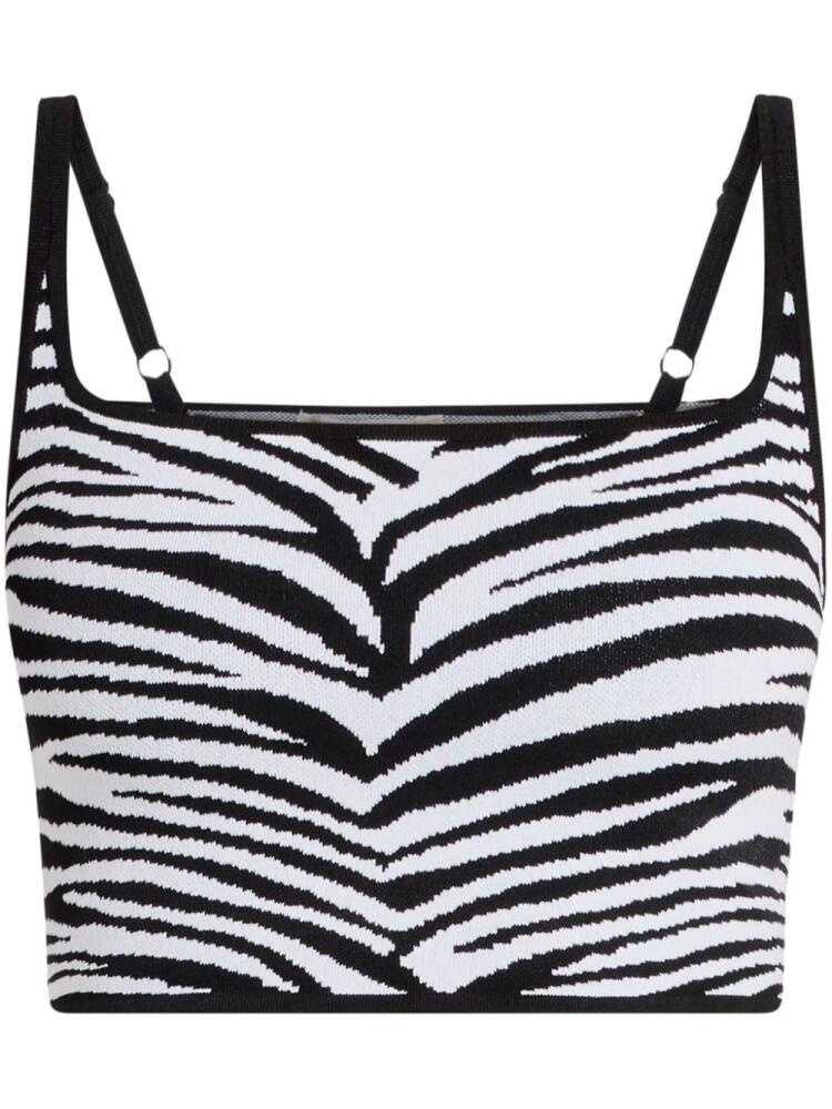 Michael Kors cropped zebra-intarsia tank top - Black Cover