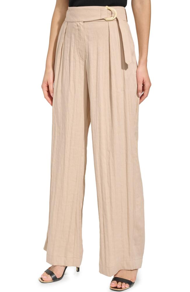 DKNY Belted Wide Leg Pants in Sandalwood Cover