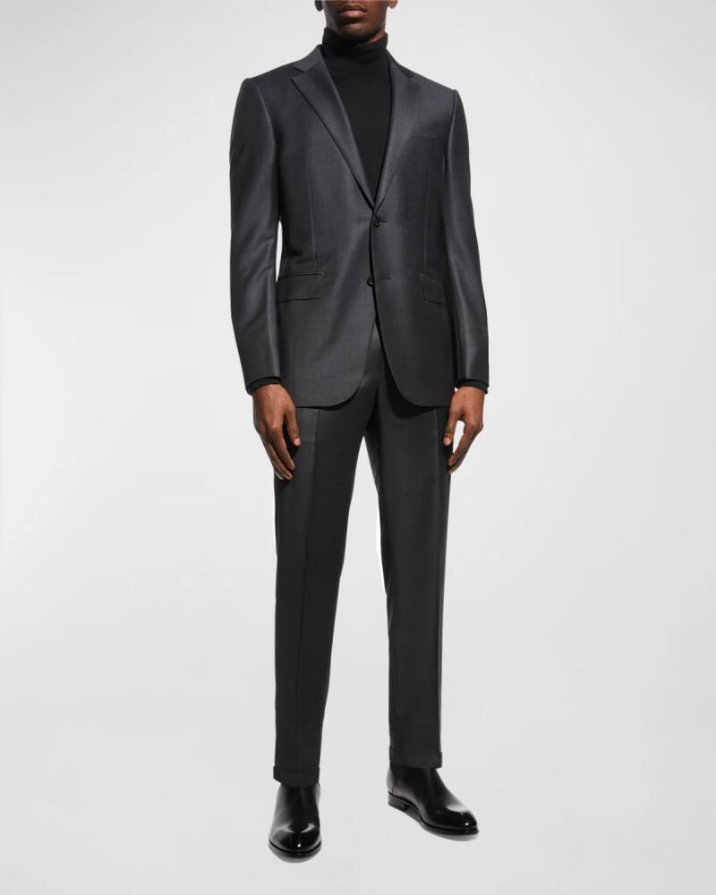 ZEGNA Men's Wool Tic-Weave Suit Cover