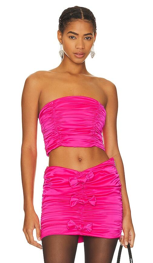 ROTATE Gathered Crop Top in Fuchsia Cover