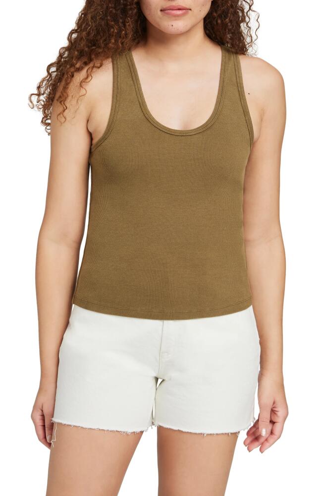 Faherty Sunwashed Stretch Organic Cotton Rib Tank in Military Olive Cover