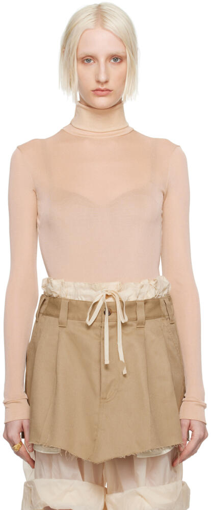 Maison Margiela Beige High-Neck Bodysuit Cover