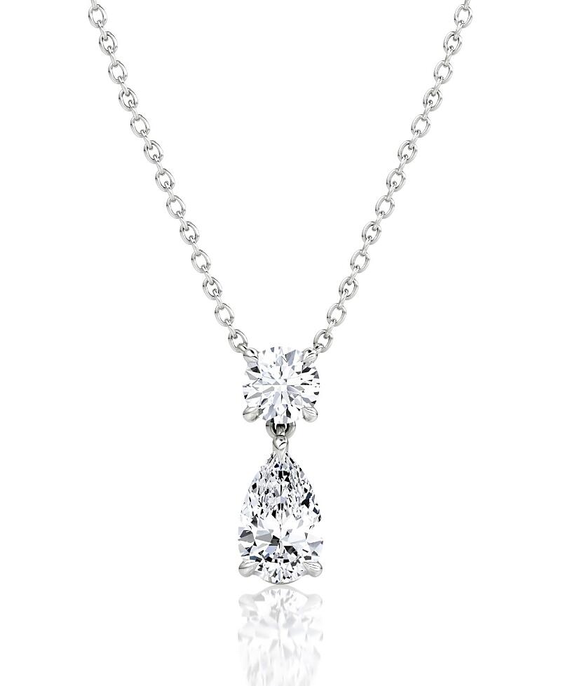 Vrai Lab Grown Diamond Round Brilliant & Pear Signature Duo Drop Necklace in 14K Gold and White Gold, 1.5 ct. t. w, Cover