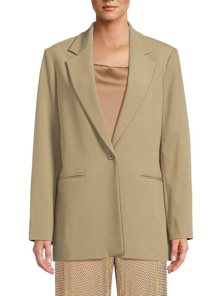 DKNY Women's Solid Single Button Blazer - Light Fatique Cover