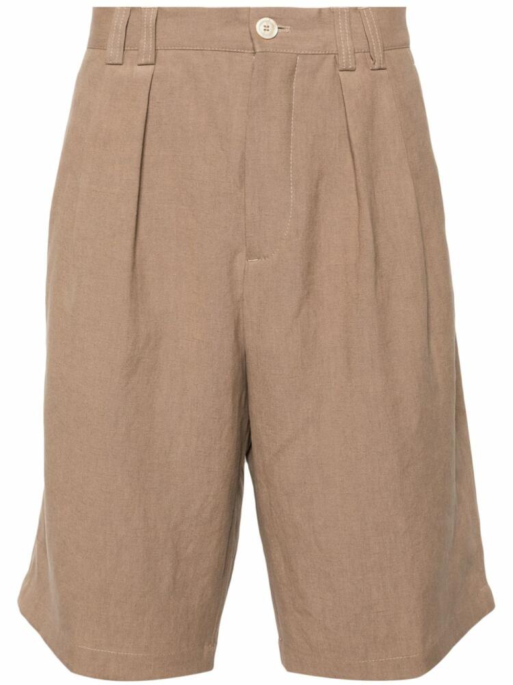 Brunello Cucinelli pleat-detailing linen chino shorts - Neutrals Cover