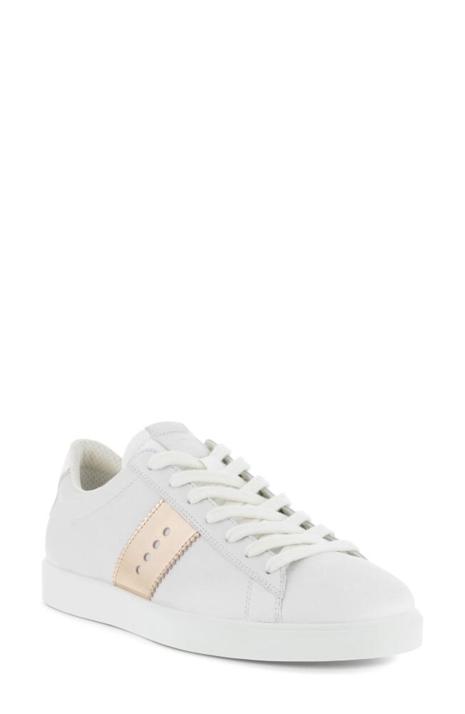 ECCO Street Lite Retro Sneaker in White/Bronze/Pure W Silver Cover