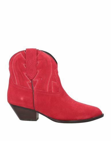 Lola Cruz Woman Ankle boots Red Leather Cover