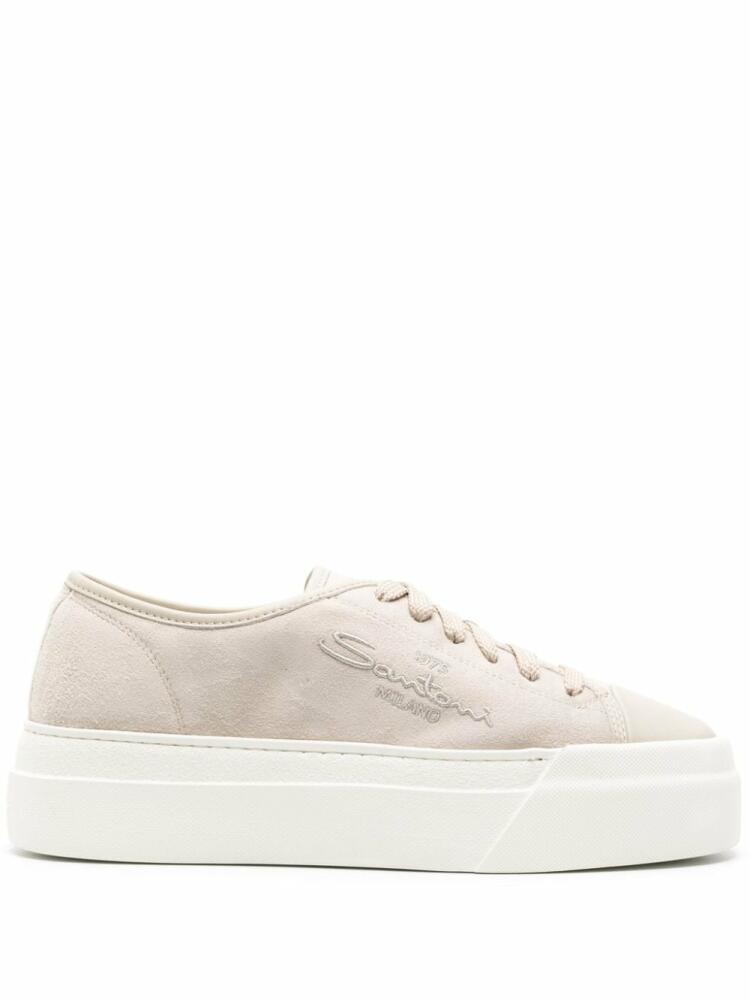 Santoni suede flatform sneakers - Neutrals Cover